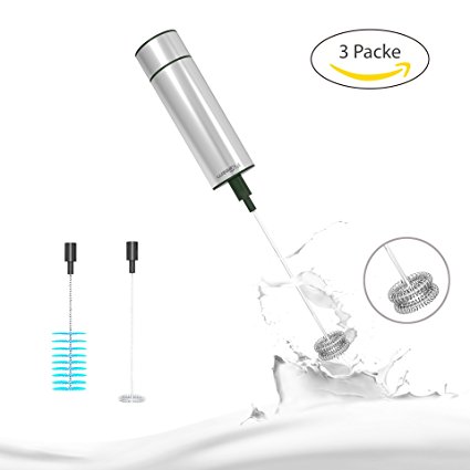 Electric Milk Frother Handheld Machine Set, Portable Automatic Stainless Steel Coffee Frother with Replacement Parts and Cleaner, Useful to Coconut, Almond, Soy, Whole,Vintage Milk and Egg