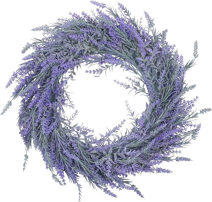U'Artlines 17" Artificial Lavender Wreaths Fake Lavender Flower Wreath for Home Decoration