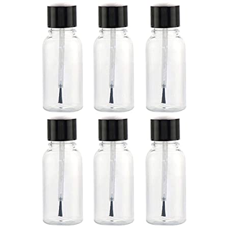 6 Pcs 10ml Empty Refillable Nail Polish Bottles Transparent Glass Nail Varnish Bottles Containers with Brush Cap for Nail Art (10 ml)