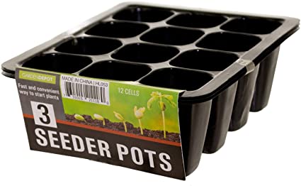 12 Cell Garden Seedling Starter Trays, Seed Germination and Plant Propagation Planting Seeder Pots (3 Trays)