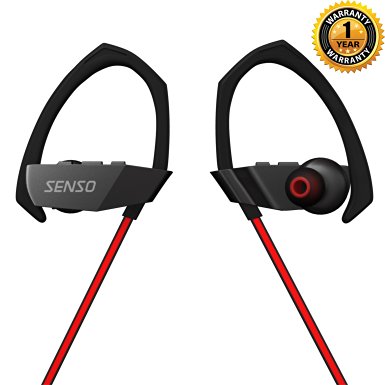 SENSO Bluetooth Wireless Sports Headphones Sweatproof Running Gym Noise Cancelling Headsets With Mic Secure Fit Earbuds