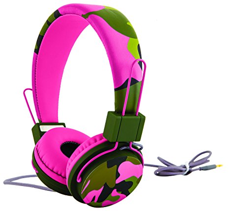 POLAROID PHP130PK Universal Camouflage HD Headphones with Mic Compatible with All Devices (Pink)