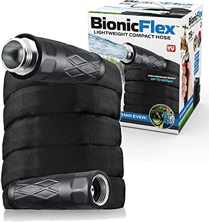 Bionic Flex Garden Hose 75FT, Lightweight Water Hose 75 Ft, Ultra Durable Leak & Puncture Resistant, Flexible Kink Free Easy Coil, Easy Connect Nozzle, 600 PSI, Stainless Steel Fittings As Seen on TV