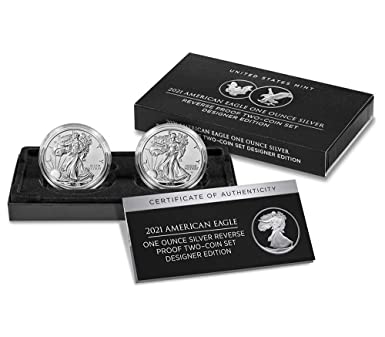 2021 Two-Coin Set Designer Edition American Eagle Silver Reverse Proof $1 Reverse Proof US Mint
