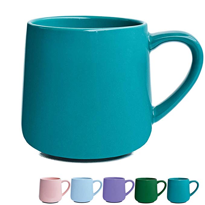Glossy Ceramic Coffee Mug, Tea Cup for Office and Home, 18 oz, Dishwasher and Microwave Safe, 1 Pack (Aquamarine)