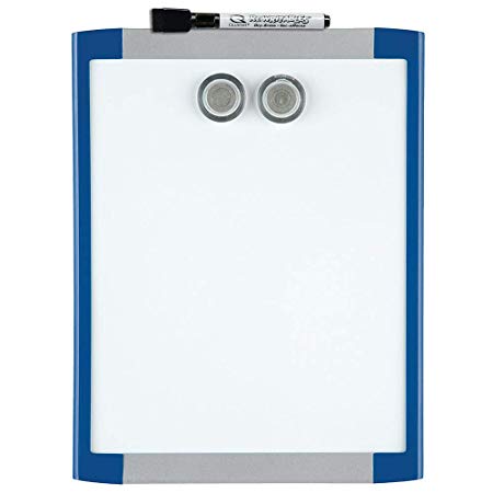 Quartet Magnetic Whiteboard, 8-1/2" x 11" White Board, Dry Erase Board, Blue Frame (MHOW8511-BU)