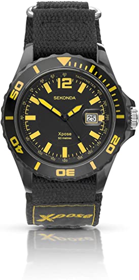 SEKONDA Mens Analogue Classic Quartz Watch with Nylon Strap 3525