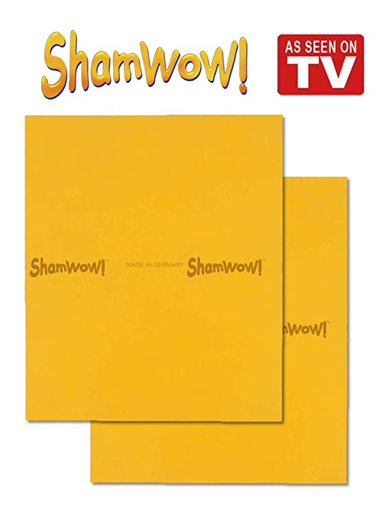 The Original Shamwow - Super Absorbent Multi-Purpose Cleaning Shammy (Chamois) Towel Cloth, Machine Washable, Will Not Scratch, Orange (2 Pack)
