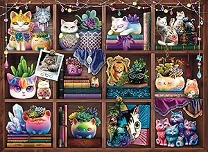 Ravensburger Cats and Succulents Jigsaw Puzzle - 500 Pieces | Adult-Targeted, Relaxing Activity, Interlocking Fit | Handcrafted in Germany | Unique Artwork by Brigid Ashwood