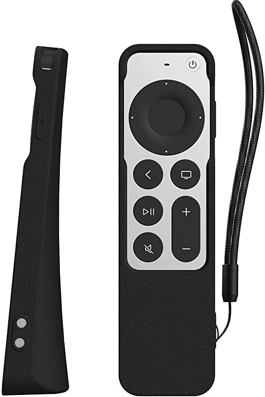 SIKAI Silicone Case Cover for Apple TV Siri Remote 2021, Shockproof Protective Skin for New Siri Remote (2nd Generation), Standing Design, Anti-Lost with AirTag Case Inside, Glow in Dark (Black)