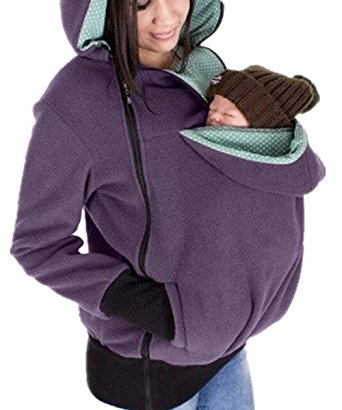 Shele Women Maternity Kangaroo Hoody Sweatshirt for Baby Carriers(Choose One Size Up)