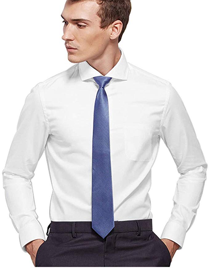 diig White Dress Shirts for Men Slim Fit, Mens Shirt Pocket Purple Pink Big and Tall