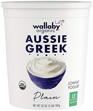 Wallaby Organic, Organic Greek Plain Low fat Yogurt, 32 oz (Packaging and fat content (1.5% - 2%) may vary)