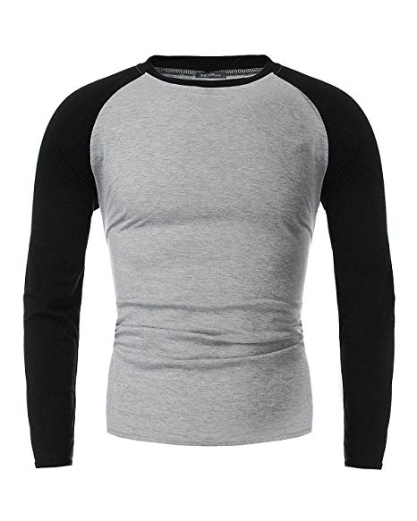 INCERUN Men's Baseball Casual T-Shirt Long Sleeve Tops Crew Neck Raglan Soft Shirts