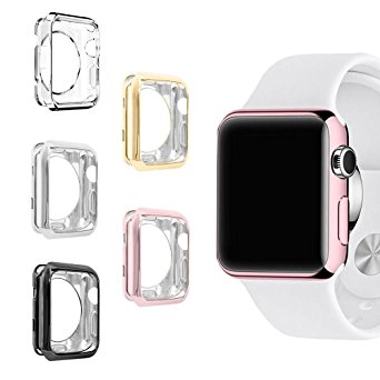 [5-PACK]Apple Watch 38mm Case Series 2, UBOLE Scratch-resistant Flexible Lightweight Plated TPU Protective Bumper Cover for iWatch Series 1, Series 2 (5 COLORS 38mm)