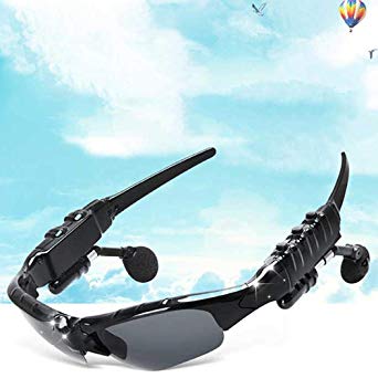 4.1 Bluetooth Headset Stereo Wireless Bluetooth Sports Polarized Sunglasses Headphones for Biker, Motorcycle, Driving, Sports, Outdoor, Biking (Black)