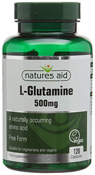 Natures Aid L-Glutamine 500 mg 120 Capsules (Amino Acid Supplement, Vegan Society Approved, Made in the UK)
