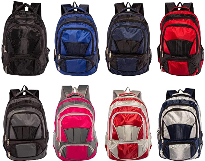19 Inch Adult Large Premium Padded Bulk Backpacks in 8 Assorted Colors
