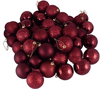 Northlight 24ct Burgundy Shatterproof 4-Finish Christmas Ball Ornaments 2.5" (60mm)