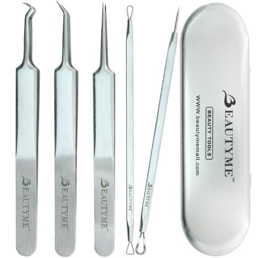 Blackhead Remover Kit Pimple Comedone Acne Extractor Removal Tool-Treatment for Blemish,Whitehead Popping,Zit Removing for Risk Free Nose Face Skin with Metal Case,Surgical Grade