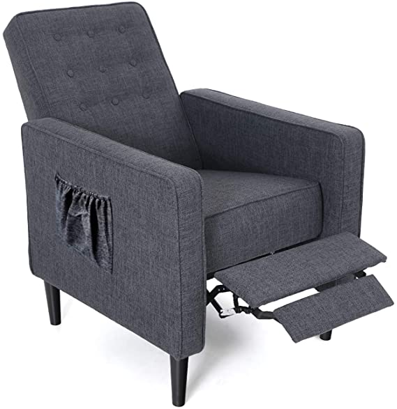 Sophia & William Recliner Chair Zero Gravity Sofa for Living Room Wingback Single Sofa Fabric Chair Upholstered Modern Lounge Chaise Arm Chair Home Theater Seating, Grey