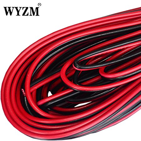 WYZM 20m 66ft 20awg Gauce Black and Red Extension Cable Wire Cord for Led Strips Cars and Other Projects