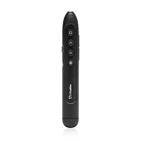 Vitalitim Rechargeable Wireless Presenter, 2.4Ghz Wireless USB Powerpoint PPT Presentation Pointer Remote Control Cliker Pen, Support Hyperlink (BLack)