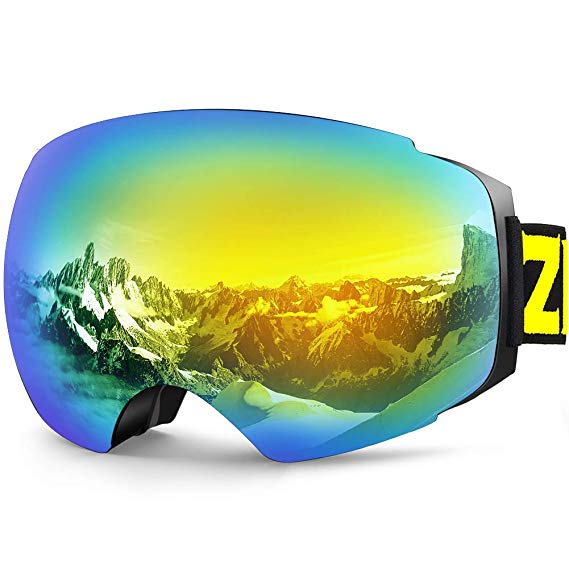 Zionor X4 Ski Snowboard Snow Goggles Magnet Dual Layers Lens Spherical Design Anti-fog UV Protection Anti-slip Strap for Men Women