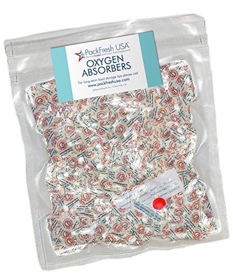 50cc Oxygen Absorbers for Food Storage (200) with PackFreshUSA(™) LTFS Guide