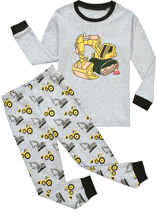Babypajama Excavator Little Boys' Pajama Set Tee&Pants 100% Cotton Baby Clothes