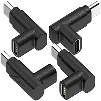 Cellularize USB C Up & Down Adapter (4 Pack) 3.1/10Gbps PD 100W 90 Degree Right Angle Quick Charge Low Profile Extender USB Type C Male to Female for Thunderbolt 3 MacBook, Nintendo Switch