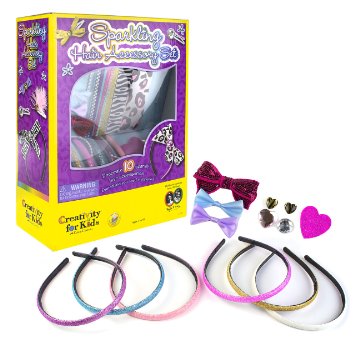 Creativity for Kids Sparkling Hair Accessory Set - Make Fashionable Hair Accessories - Teaches Beneficial Skills - For Ages 7 and Up