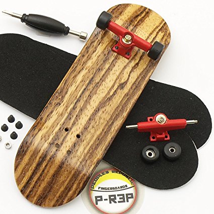 Peoples Republic Zebra Complete Wooden Fingerboard w Nuts Trucks - Basic Bearing Wheels