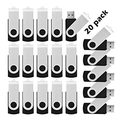 Kootion 20pcs 32 GB USB Flash Drive 32gb Flash Drives Thumb Drive Memory Stick Swivel Pen Drive, Black