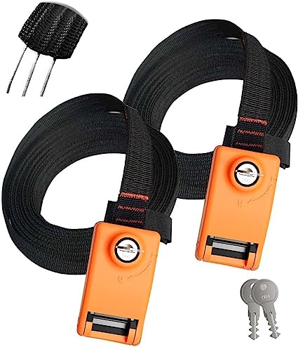 Lovinouse 2022 Upgraded 2 Pack Lockable Tie Down Strap, with 3 Stainless Steel Cables, for Lashing Locking Kayak, Bike, Surfboard, 10 Feet Each (10 FT Each)