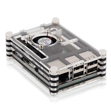 Tontec® Black Slices Case for Raspberry Pi 2 Model B and Raspberry Pi Model B  with Mini Fan