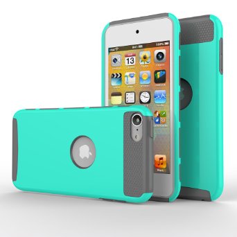 iPod touch 5 CaseiPod touch 6 Case MOOSTTM 2-Piece Style Hybrid Shockproof Hard Case Cover for Apple iPod touch 5 6th Generation Aqua Mint  Grey