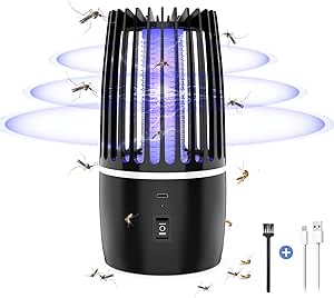 Electric Fly Catcher, Portable Bug Zapper, 4000mAh Rechargeable Mosquito Killer, 2 in 1 Killer with UV Lamp And Lighting Lamp,360° Attract Zap Flying Insect For Indoor Outdoor, Backyard Camping