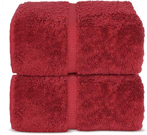 Indulge Linen Bath Sheets, 100% Turkish Cotton (Cranberry, Standard (35x70 inches) - Set of 2)