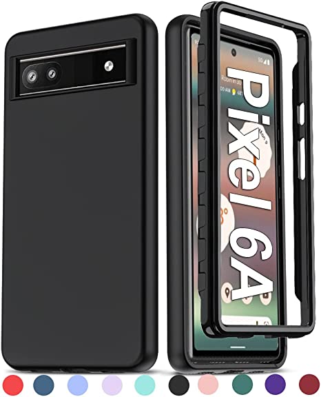 LeYi for Pixel 6A Case, Google Pixel 6A Case for Men Women, Full-Body Shockproof Soft Silicone Protective Phone Case for Pixel 6A, Black