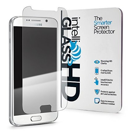 Galaxy S6 intelliGLASS HD - The Smarter Samsung Glass Screen Protector by intelliARMOR To Guard Against Scratches and Drops HD Clear With Max Touchscreen Accuracy