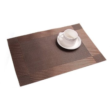 Table Mats (Set of 6), EgoEra Place Mats Sets Table Place Dinner Mats Table Washable Plastic Vinyl Table Mats for Dining / Kitchen Table, 45*30cm, Brown