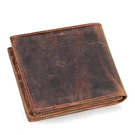 BAIGIO Men's Vintage Genuine Leather Wallet with Card Case