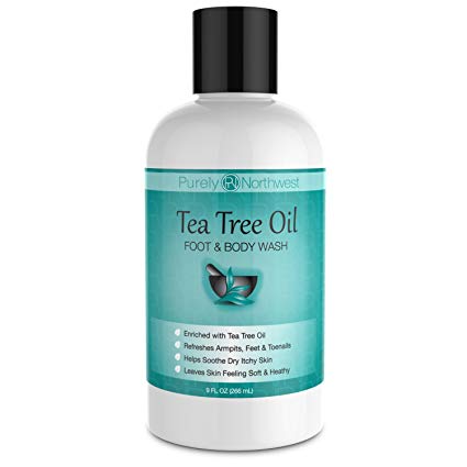 Antifungal Tea Tree Oil Body Wash, Helps Athletes Foot, Ringworm, Toenail Fungus, Jock Itch, Acne, Eczema & Body Odor- Soothes Itching & Promotes Healthy Feet, Skin and Nails 9oz