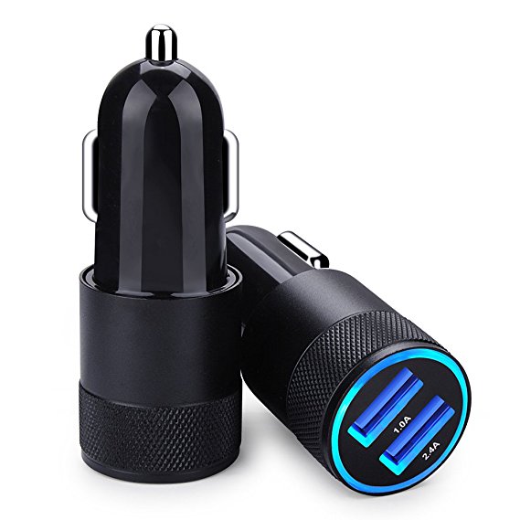 USB Car Charger, FiveBox 3.4A 2-Pack Phone Car Charger Adapter Case Black for Android, iPhone X 8 7 6S 6 Plus, 5 SE 5S 5C, Samsung Galaxy S9 S8 S7 S6 Edge, Note 8 5 4, LG G6 G5 V10 V20, Nexus 5X 6P