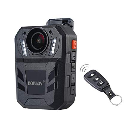 BOBLOV Body Cam 1296P Body Worn Mounted Camera Lightweight Night Vision Cam 150 Degree Angle Playback 7Hours Recoding (Built-in 32G with Remote)