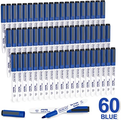 Blue Dry Erase Markers, Shuttle Art 60 Pack Magnetic Whiteboard Markers with Erase,Fine Point Dry Erase Markers Perfect For Writing on Whiteboards, Dry-Erase Boards,Mirrors for School Office Home