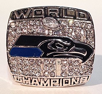 Seattle Seahawks 2013 Super Bowl Ring Replica For Fans - Russell Wilson Seahawks Football Memorabilia Size 11 Mens - Shipped from USA