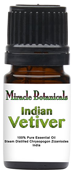 Miracle Botanicals Indian Vetiver Essential Oil - 100% Pure Chrysopogon Zizanioides - Therapeutic Grade 5ml