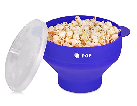 Microwave Silicone Popcorn Popper | Collapsible Bowl | FDA Approved, BPA Free and Dishwasher Safe | 50 Free Popcorn Recipe EBook by U-POP